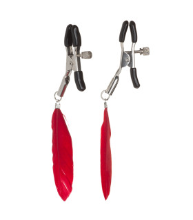 Зажимы на соски с красными перьями Nipple play NO TABOO - No Taboo