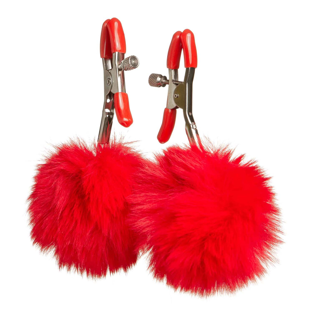 Затискачі на соски з червоними помпонами NO TABOO (33162), zoom
