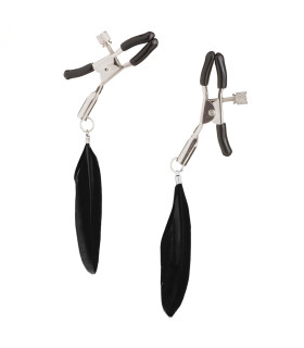 Затискачі на соски з пір'їнками Nipple play чорні NO TABOO - No Taboo