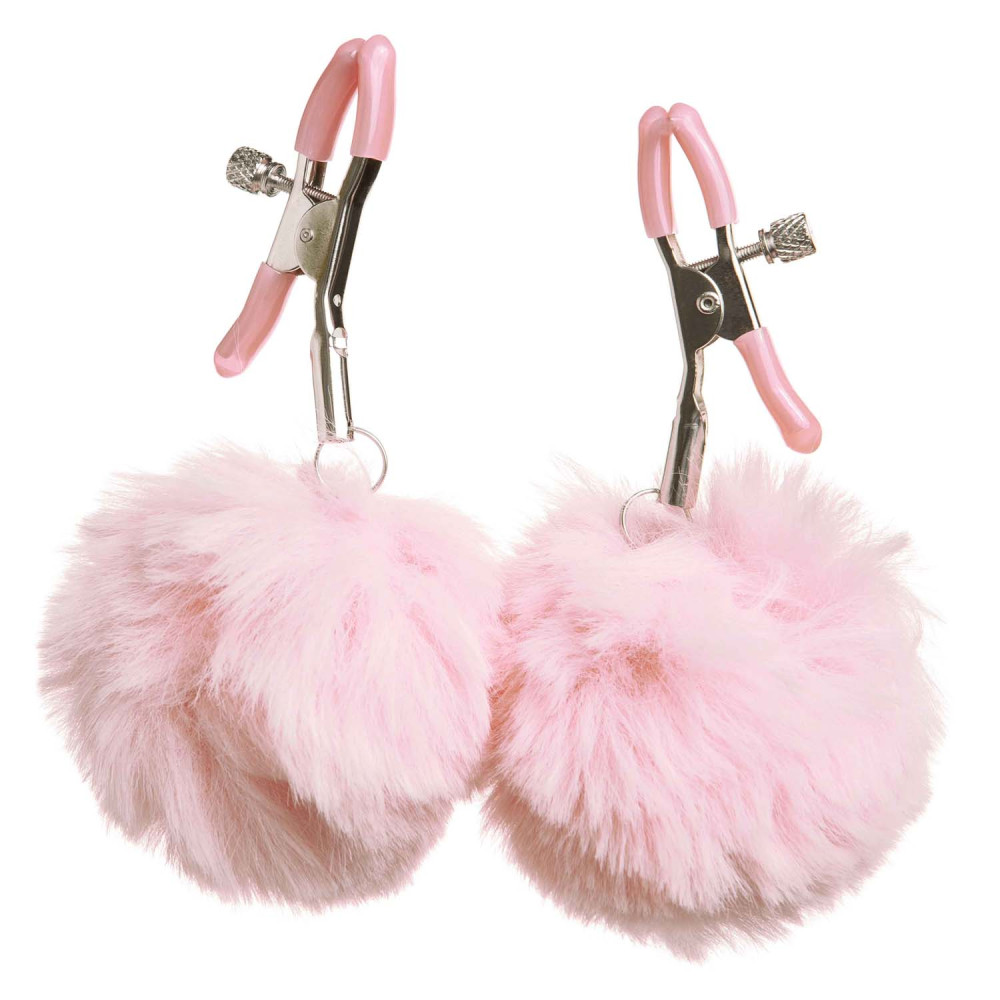 Затискачі на соски з рожевими помпонами NO TABOO (33163), zoom