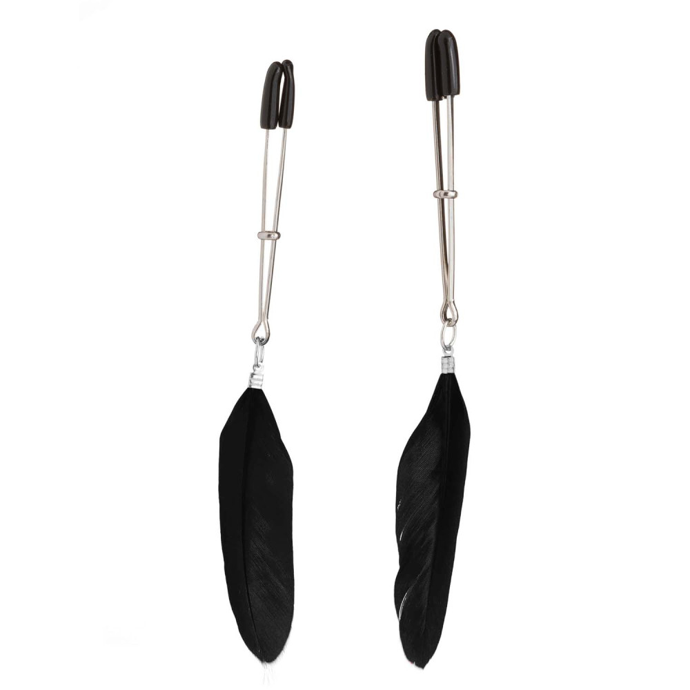 Зажимы на соски в виде пинцета с перьями Nipple play, черные NO TABOO (32858), zoom