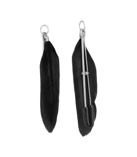 Зажимы на соски в виде пинцета с перьями Nipple play, черные NO TABOO - No Taboo