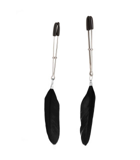 Зажимы на соски в виде пинцета с перьями Nipple play, черные NO TABOO - No Taboo