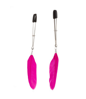 Зажимы на соски в виде пинцета с перьями Nipple play, розовые NO TABOO - No Taboo