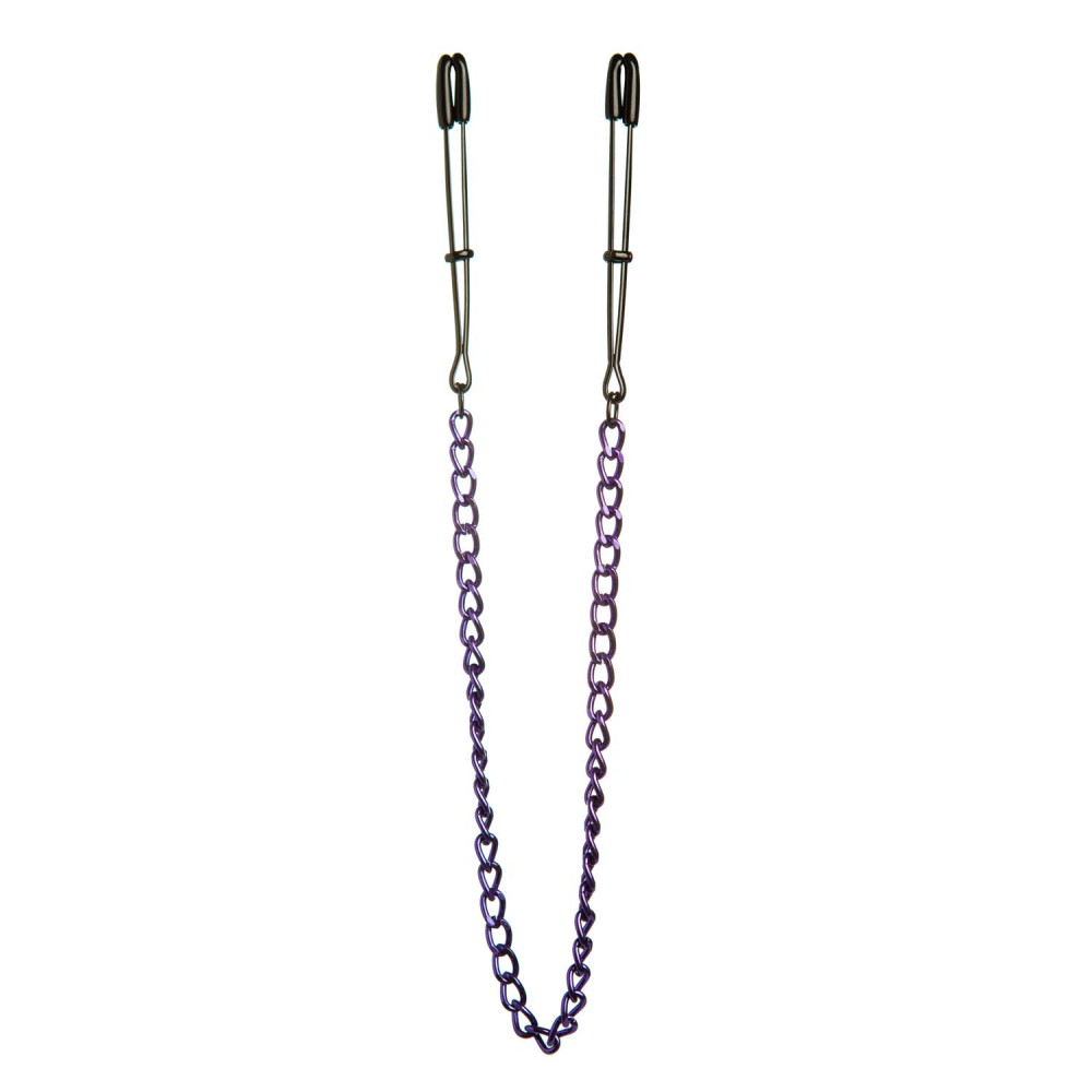 Зажимы на соски в виде пинцетов фиолетовая цепь NO TABOO (33610), zoom