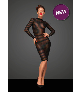 Полупрозрачное платье Noir Handmade, черное в полоску, размер 3XL - No Taboo