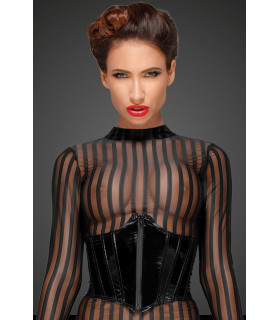 Полупрозрачное платье Noir Handmade, черное в полоску, размер 3XL - No Taboo