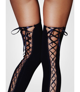 Чулки со шнуровкой, чёрные S/M - No Taboo