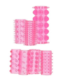Удлиняющие насадки на член Penis Sleeves 7 шт, розовые - No Taboo