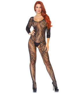 Бодистокинг сексуальный One Size Leg Avenue, с открытой интимной зоной, черный - No Taboo