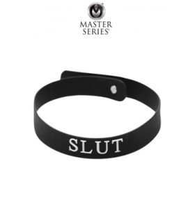 Нашийник силіконовий Slut чорний, 45 см - No Taboo