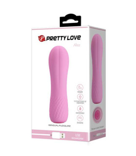 Мини-вибратор Pretty Love Alice, ребристый, розовый, 12 х 3 см - No Taboo