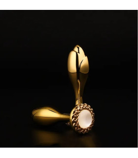Анальная пробка металлическая золотистая инкрустированная камнем SEVANDA Lockink - No Taboo