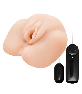 Мастурбатор реалистичный Baile Ultra Realistic Vagina, в виде вагины, с вибрацией, бежевый, 15 х 14 см - No Taboo