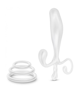 Массажер простаты с набором колец Blush quickie kit, белый, 12.5 см x 2.5 см - No Taboo