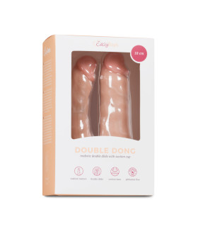 Фалоімітатор подвійний Easytoys Double dong dildo, реалістичний, бежевий , 18 х 3.8 см - No Taboo