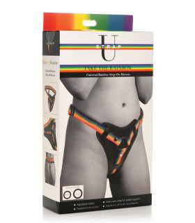 Трусы для страпона с кольцевым креплением Strap-U Rainbow harness, разноцветные, универсальный размер - No Taboo