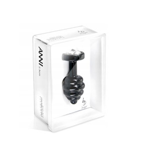 Французская анальная бижутерия с кристаллом Сваровски, металлическая, ребристая, черная, 7 х 3.5 см - No Taboo