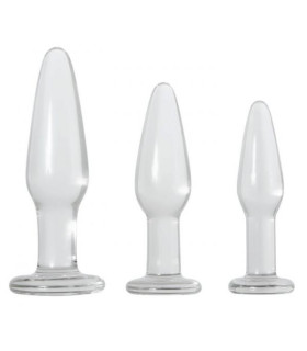 Набор анальных пробок из стекла Adam and Eve Clear Glass Training Trio Anal Plug Set, прозрачный - No Taboo