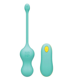 Виброяйцо ROMP Cello с пультом из силикона, бирюзовый, 18.2 см х 3.9 см - No Taboo