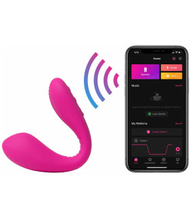 Вибратор вагинально-клиторальный для пар Lovense Dolce с управлением с приложения, розовый, 9 см х 3.8 см - No Taboo