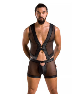 Комплект белья для мужчин Passion Men Set William из двух частей с жилетом и шортами, черный, XXL/XXXL - No Taboo