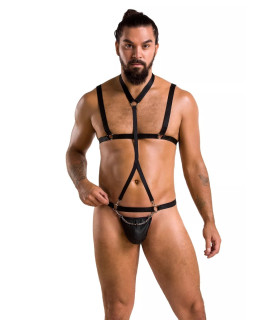 Комплект для мужчин Passion Men Andrew, L/XL, стринги с портупеей, черного цвета - No Taboo