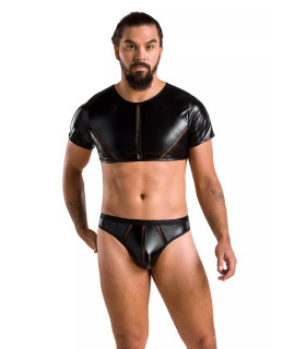 Комплект для чоловіків Passion Men Peter, XXL/XXXL, футболка кроп-топ і труси, чорного кольору - No Taboo