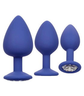 Набор анальных пробок Cheeky Gems 3 размера, синие - No Taboo