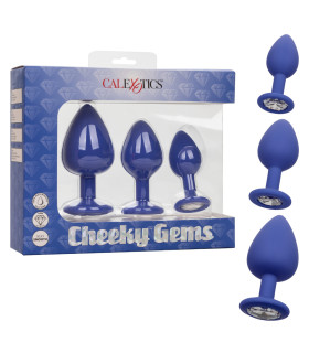 Набор анальных пробок Cheeky Gems 3 размера, синие - No Taboo