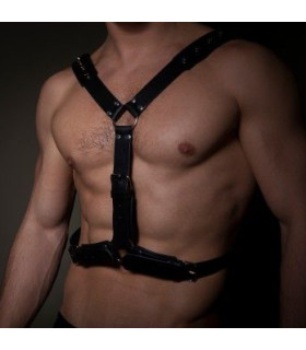 Чоловіча портупея Whips One Size з натуральної шкіри, чорна - No Taboo