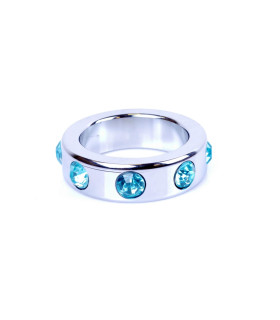 Металлическое кольцо на пенис Boss of Toys Metal Cock Ring with Light Blue Diamonds Medium, 4 см х 5 см - No Taboo
