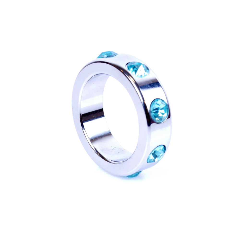 Металлическое кольцо на пенис Boss of Toys Metal Cock Ring with Light Blue Diamonds Medium, 4 см х 5 см (207196), zoom