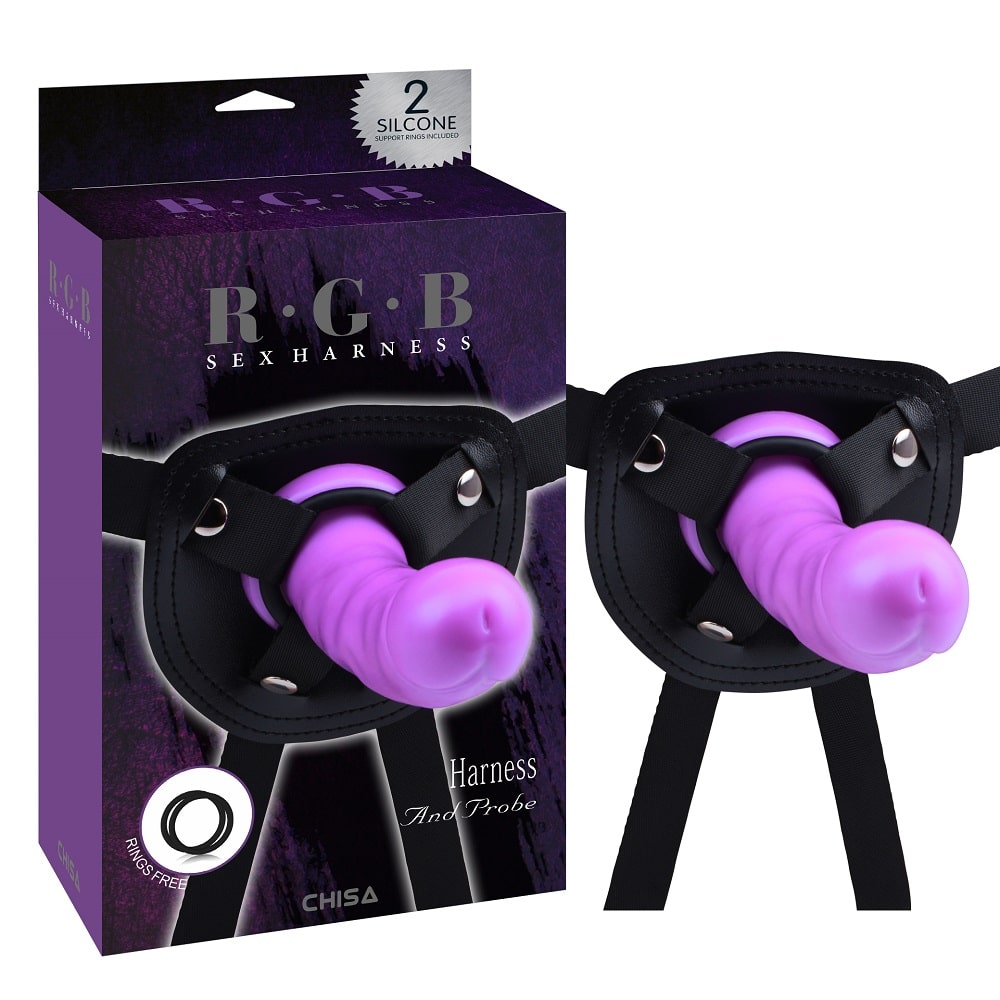 Страпон с фиолетовой насадкой RGB, 15 см х Ф3 см (29035), zoom