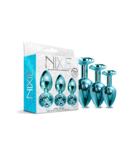 Набор анальных пробок разного размера Global Novelties голубой, 3 шт - No Taboo