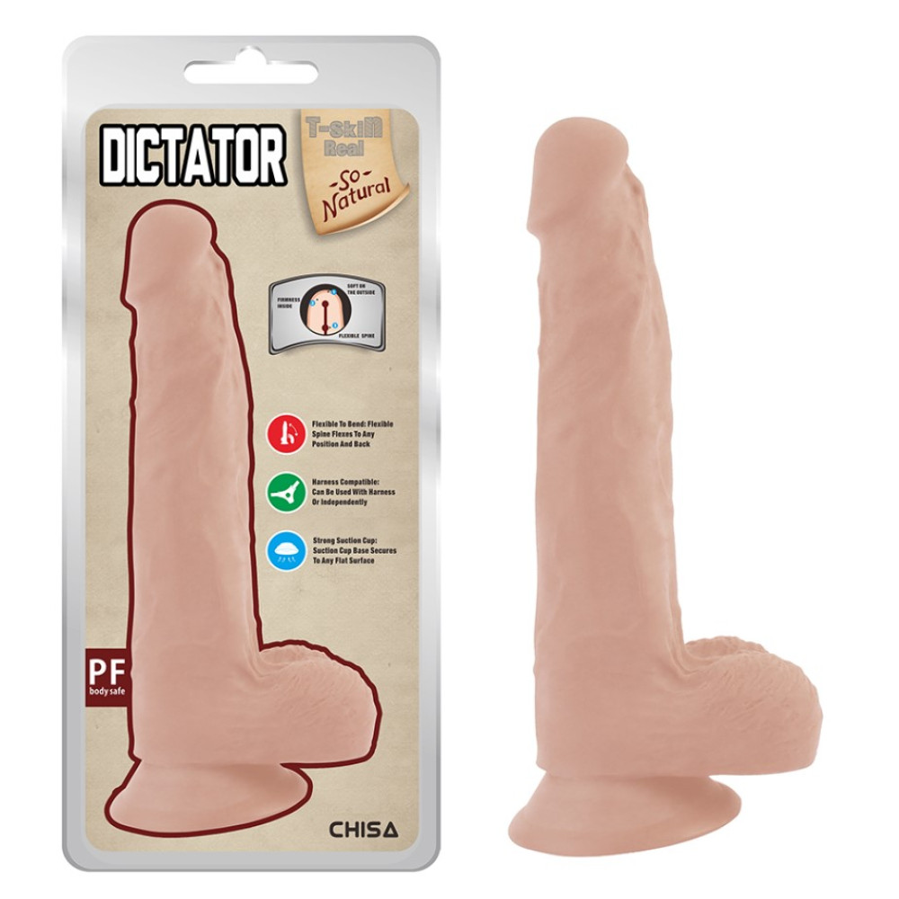 Реалистичный фаллоимитатор на присоске Chisa Dictator, бежевый, 20.5 х 4 см (332114), zoom