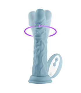 Вибратор с ротацией на присоске FemmeFunn Vortex Turbo Shaft с беспроводным пультом, голубой, 21.6 см х 4 см - No Taboo