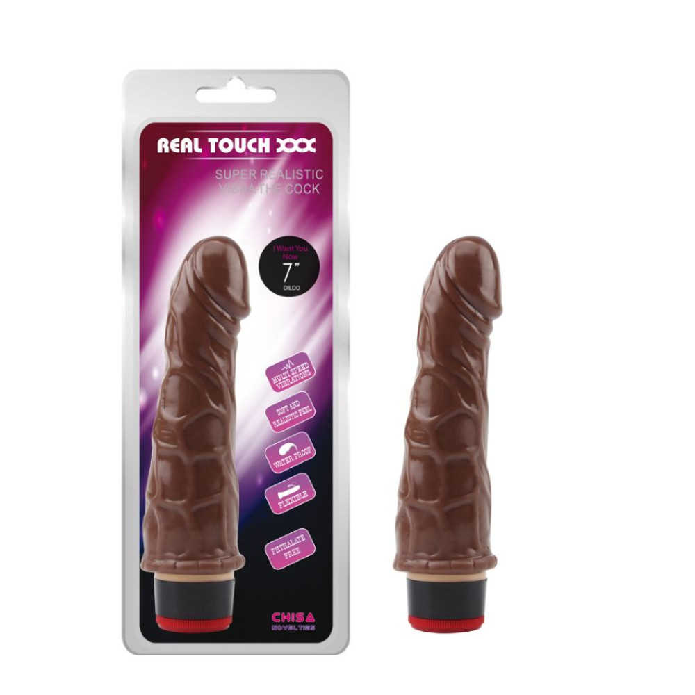 Вибратор реалистичный Chisa RealTouch, коричневый, 18 х 3.6 см (332139), zoom