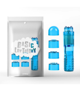 Міні-вібратор зі змінними насадками Chisa Ultimate Massager, блакитний, 10 см х 2.5 см - No Taboo