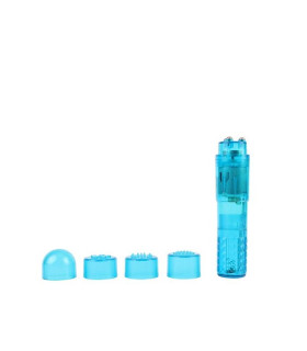 Міні-вібратор зі змінними насадками Chisa Ultimate Massager, блакитний, 10 см х 2.5 см - No Taboo