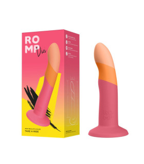 Нереалистичный фаллоимитатор ROMP Dizi Dildo насадка на страпон на присоске, для точки G и P, оранж, 18 см х 3.5 см - No Taboo