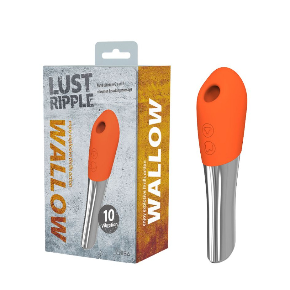 Мини-вибратор с вакуумной стимуляцией Chisa Wallow Lust Ripple оранжевый, 12.5 см х 3.3 см (332116), zoom