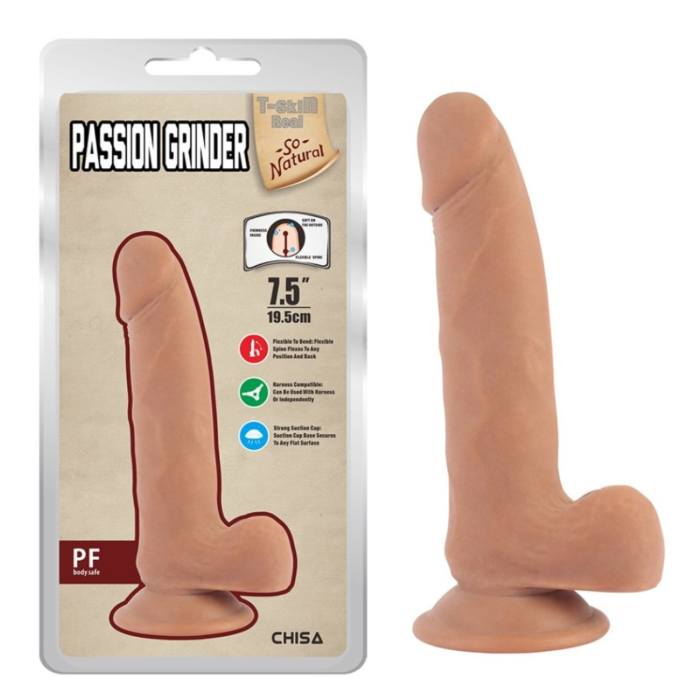 Фаллоимитатор с присоской реалистичный Chisa Passion Grinder, бежевый, 19.5 х 4 см (332123), zoom