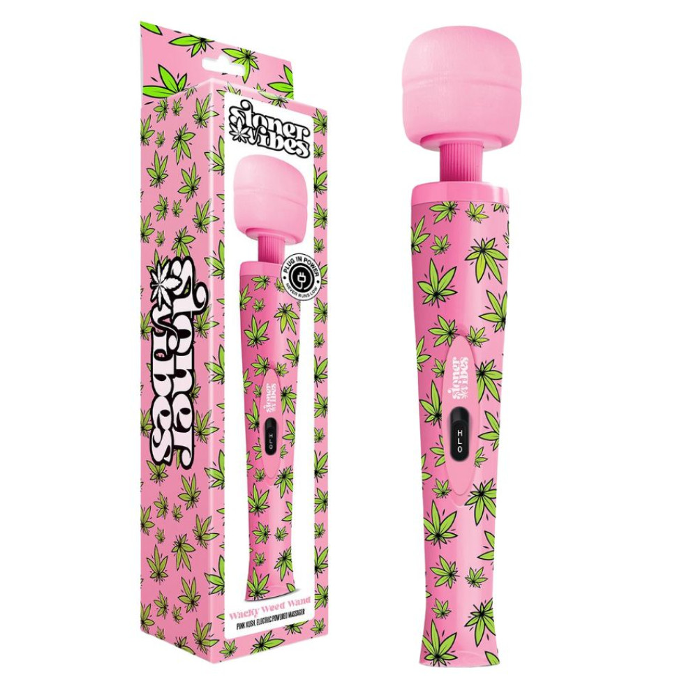 Вібратор мікрофон Stoner Vibes Wacky Weed Wand Massager Pink Kush рожевий з принтом, 20.3 х 5.8 см (332314), zoom