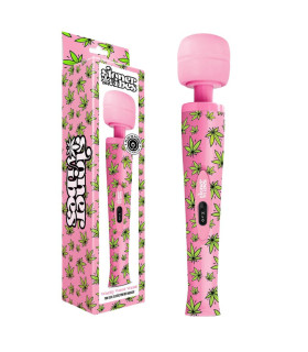 Вібратор мікрофон Stoner Vibes Wacky Weed Wand Massager Pink Kush рожевий з принтом, 20.3 х 5.8 см - No Taboo