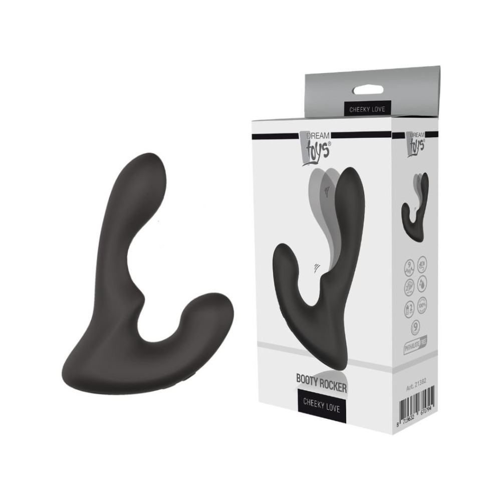 Масажер простати з вібрацією Dream Toys Booty Rocker чорний, 14.5 х 3 см (332236), zoom