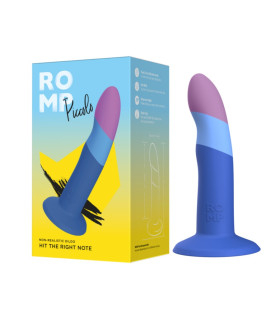 Нереалистичный фаллоимитатор ROMP Piccolo Dildo насадка на страпон на присоске, для точки G и P, синий, 14 см х 2.9 см - No Taboo