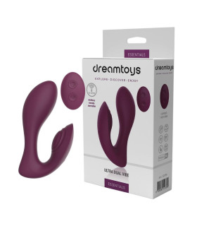 Вибратор двойной стимуляцией с пультом управления Dream Toys Essentials Ultra Dual Vibe фиолетовый, 13 х 3.7 см - No Taboo