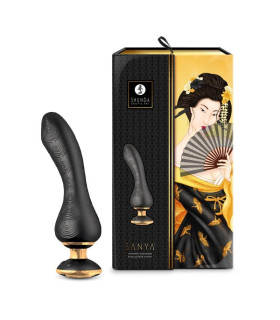 Вибратор Shunga Sanya с ручкой на подсветке, черный, 18.5 см х 3.8 см - No Taboo