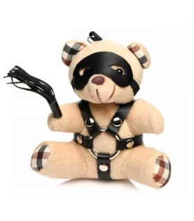 Брелок плюшевый медвежонок БДСМ с плеткой, 9 см х 9 см - No Taboo